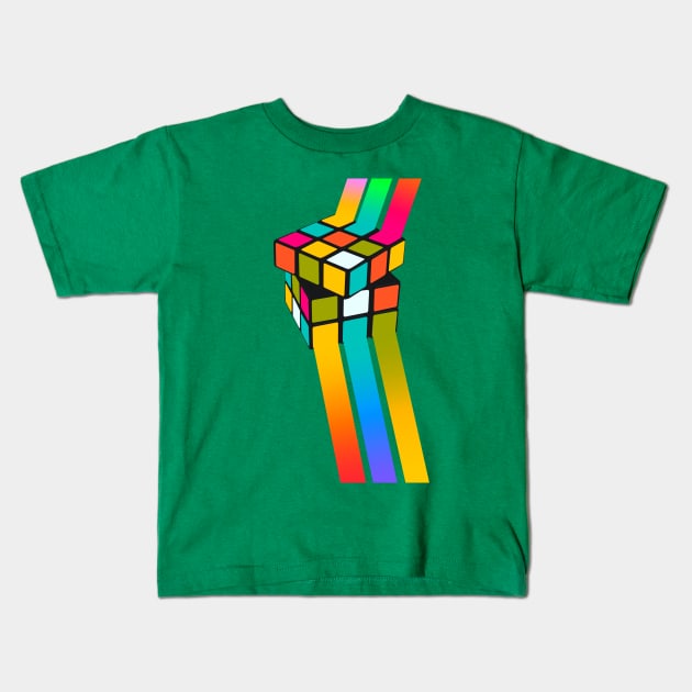 Colorful Rubiks Cube Art Kids T-Shirt by AlondraHanley